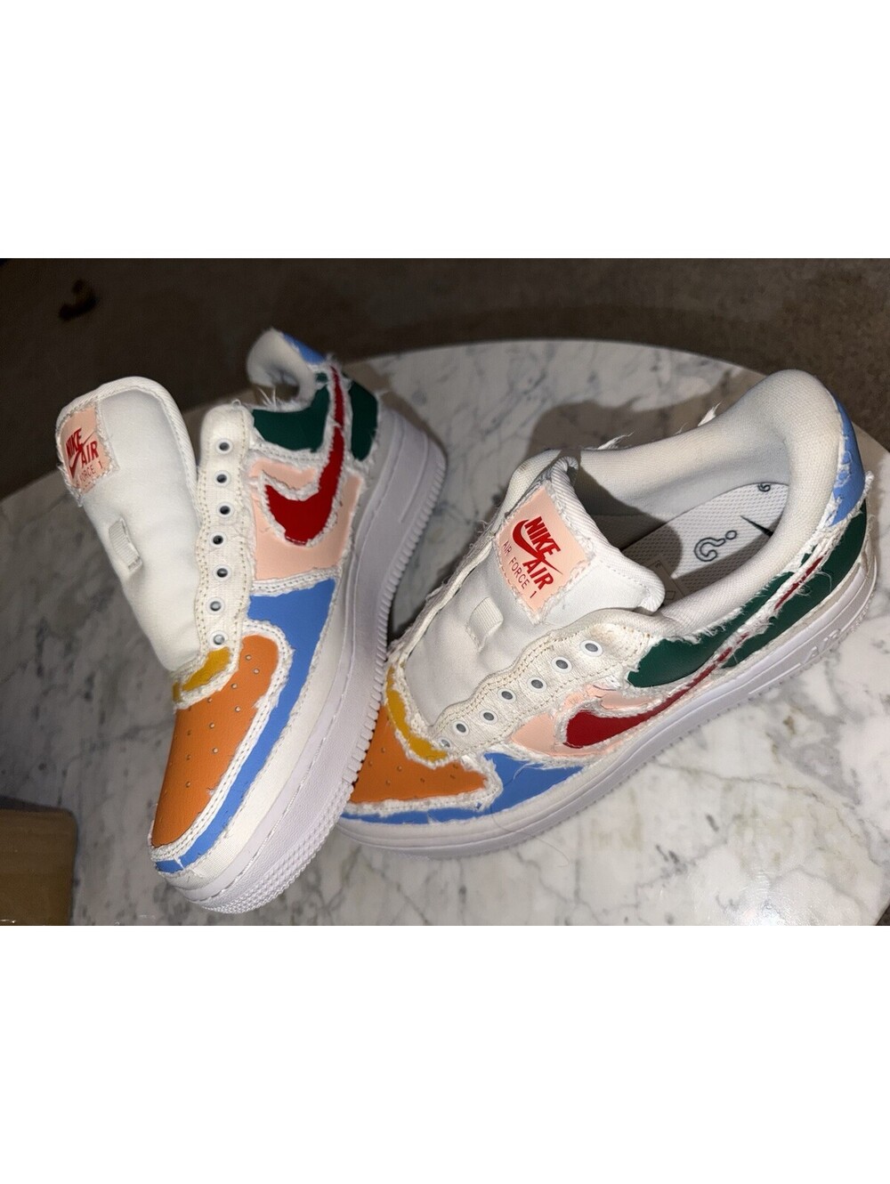 Nike Air Force 1 Low CJ160-102 Custom Multicolor Orange Blue Green Pink Sz 7.5